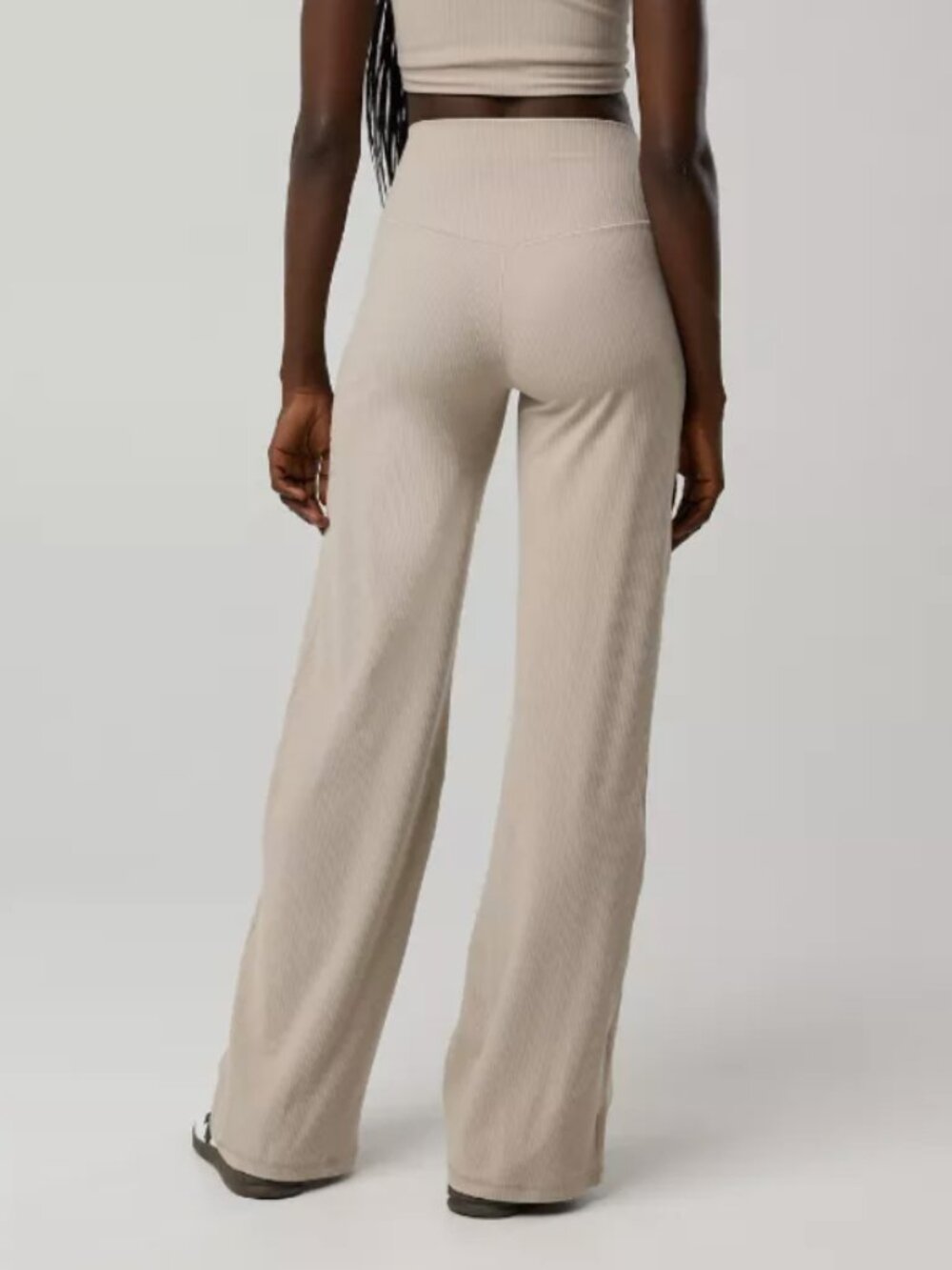 OFFLINE by Aerie Real Me XTRA Ribbed High Waisted Trouser Pants Tan Size S